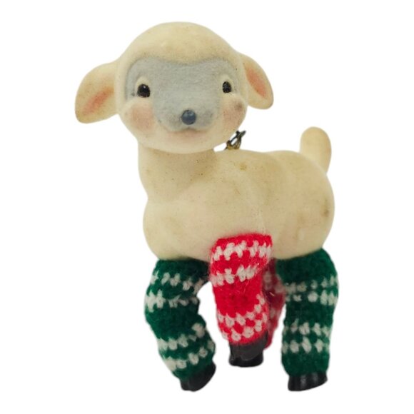 Fuzzy Lamb In Legwarmers Christmas Ornament Holiday Vintage Hallmark 1985 - Picture 1 of 11